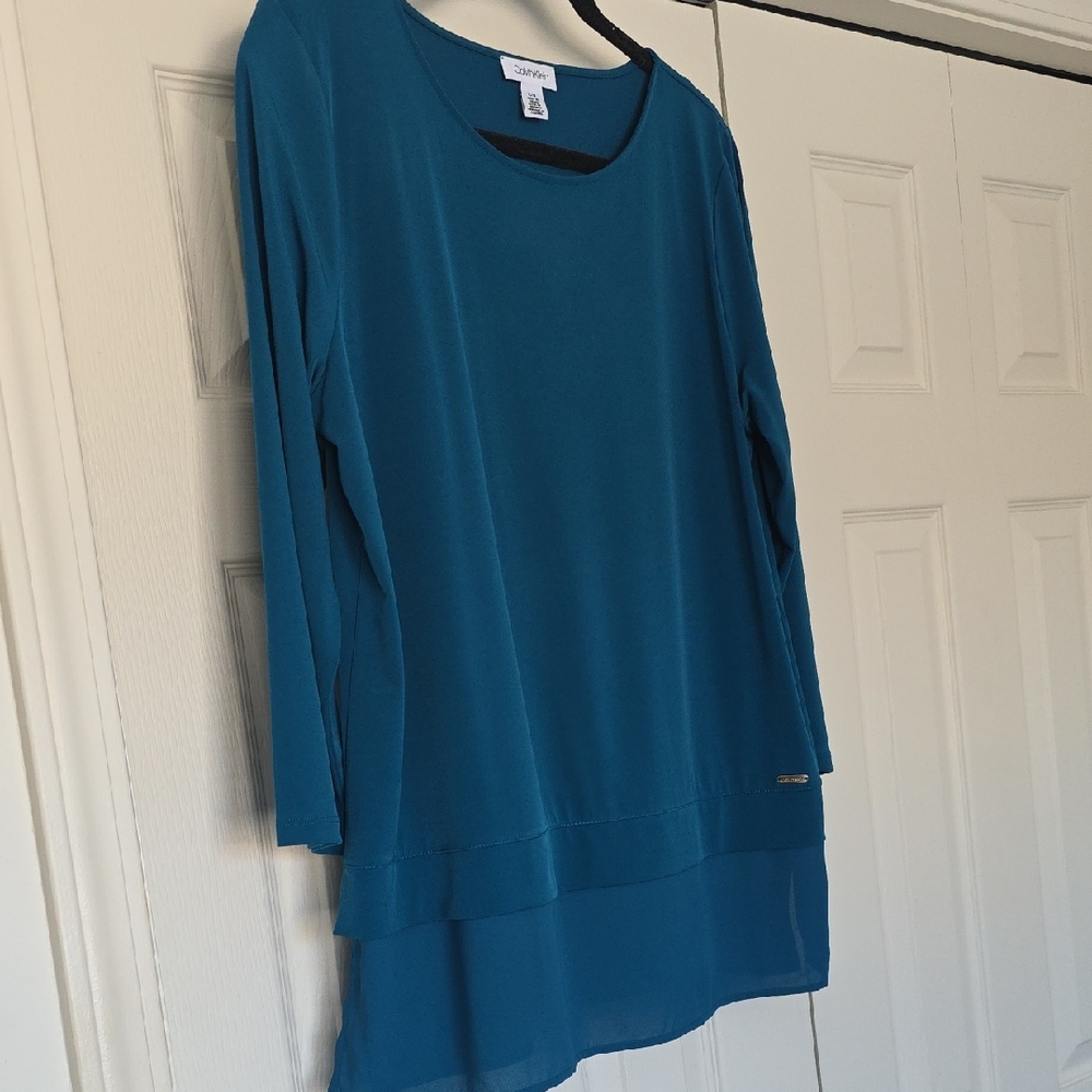 Calvin Klein Collection Teal Long Sleeve Top